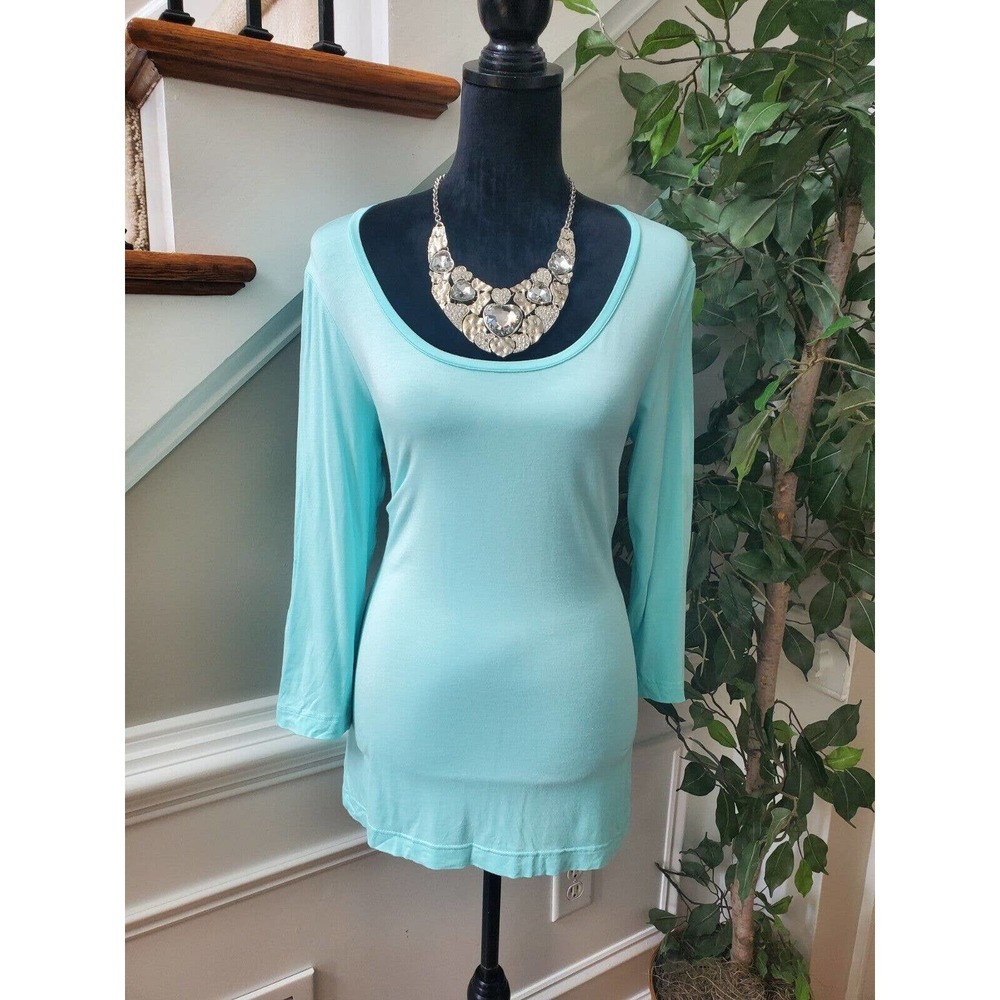 Eva & Claudi Women's Blue Viscose Round Neck Long Sleeve Pullover Blouse Size M